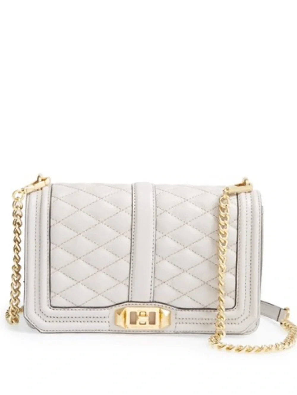 Rare Rebecca Minkoff Quilted Crossbody in Off White with Gold Hardware